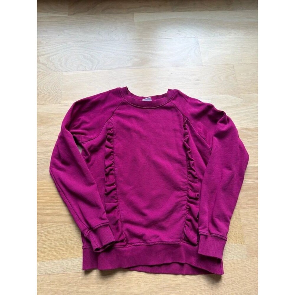 Hanna Andersson girls fuschia ruffle sweatshirt size 10